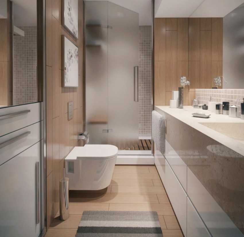 Дизайн ванной комнаты 5 кв м, совмещенного санузла с туалетом
 - 39 фото