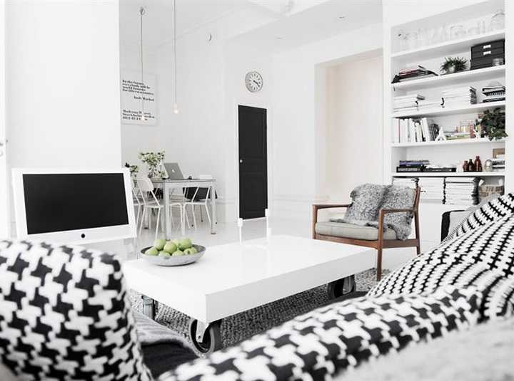 Стильность, комфорт и красота (170+ фото): интерьер в черно-белых тонах (гостиной, спальни, кухни)