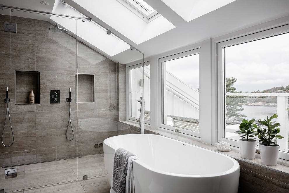 Большая и маленькая ванная комната в скандинавском стиле: секреты оформления