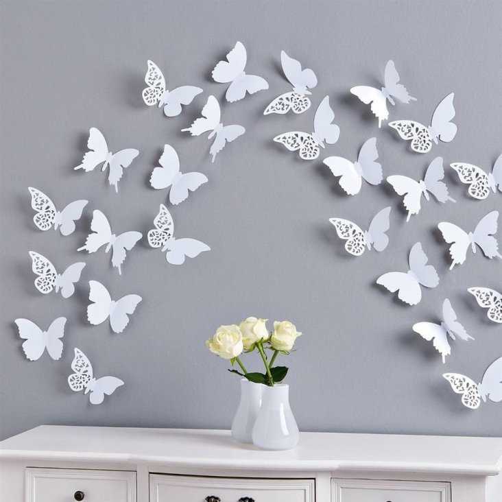 Как красиво наклеить бабочек на стену: композиции и оформление
 - 36 фото