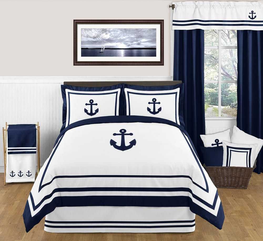 Шторы в морском стиле на односпальную кровать