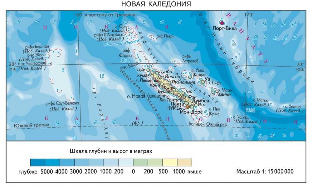 Карта мира новая каледония