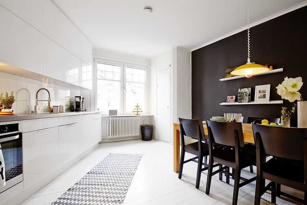 Черно-белая кухня — стильный дизайн 2021 года (89 фото новинок)
