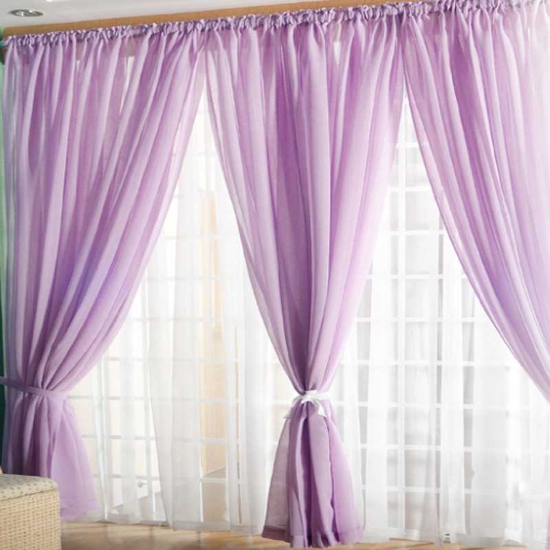 Как правильно подобрать и сочетать шторы из вуали двух цветов для зала