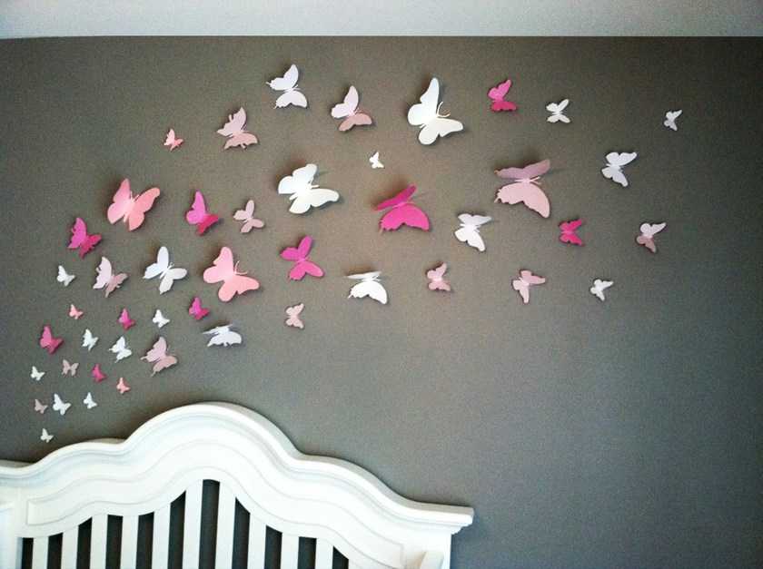 Декор бабочками на стене своими руками